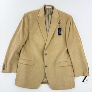 CHAPS Tan Corduory Mens Blazer Size 44‎ Long Paisley Lined Two Button * READ